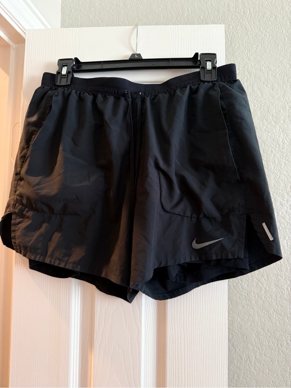 Nike Women's Black Athletic Running Shorts with Reflective Swoosh